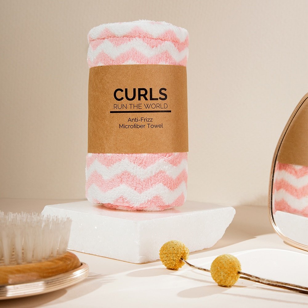 Pink ZigZag Microfibre Hair Towel Wrap - Curls run the world